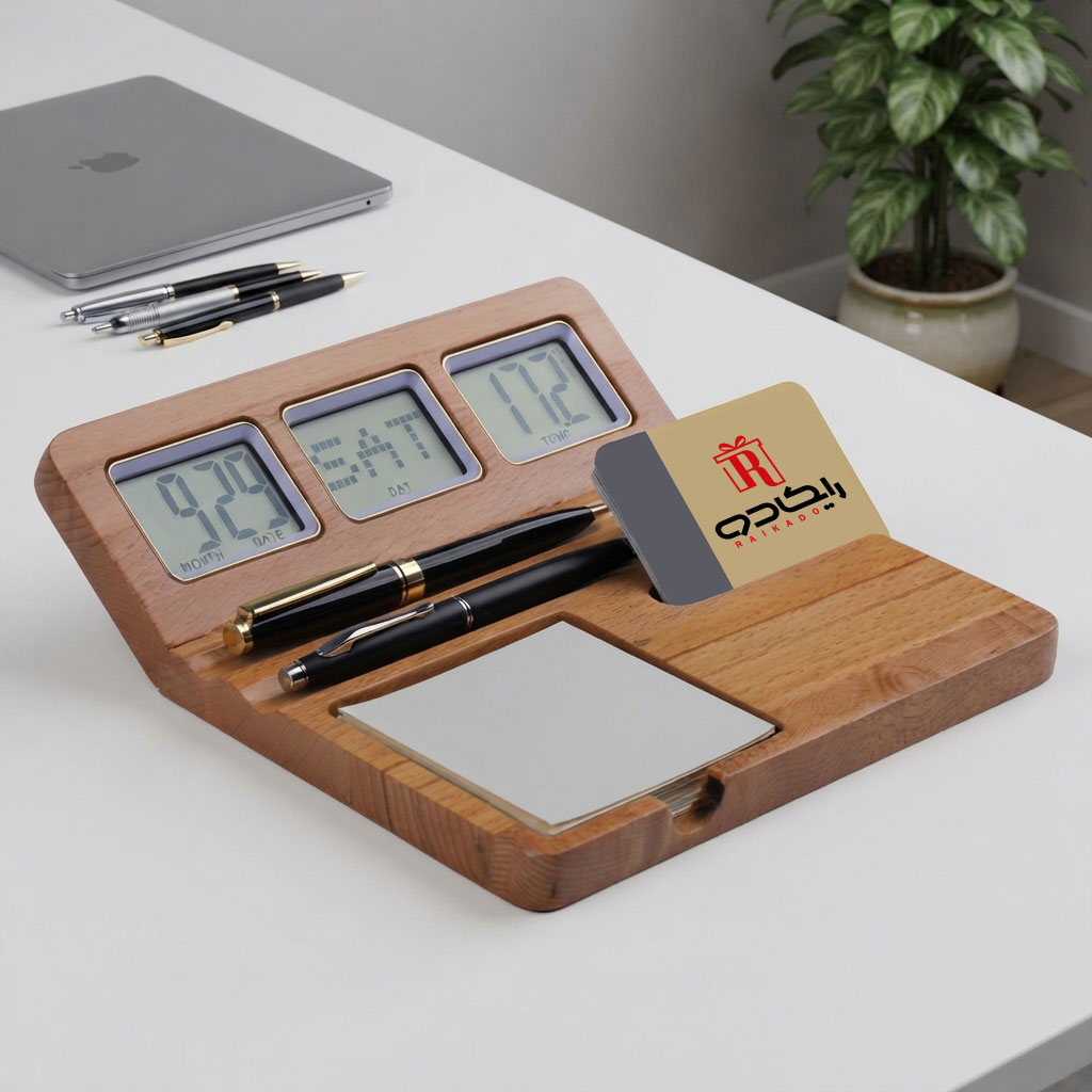 نظم دهنده چوبی تبلیغاتی ساعت و تقویم دار دیجیتالی کد HC-120 - تصویر 2