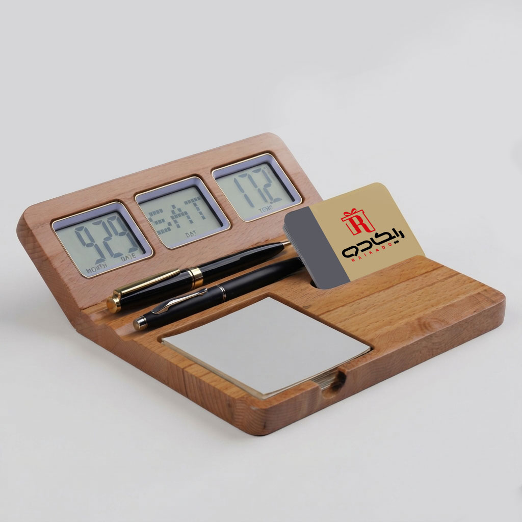 نظم دهنده چوبی تبلیغاتی ساعت و تقویم دار دیجیتالی کد HC-120 - تصویر 1
