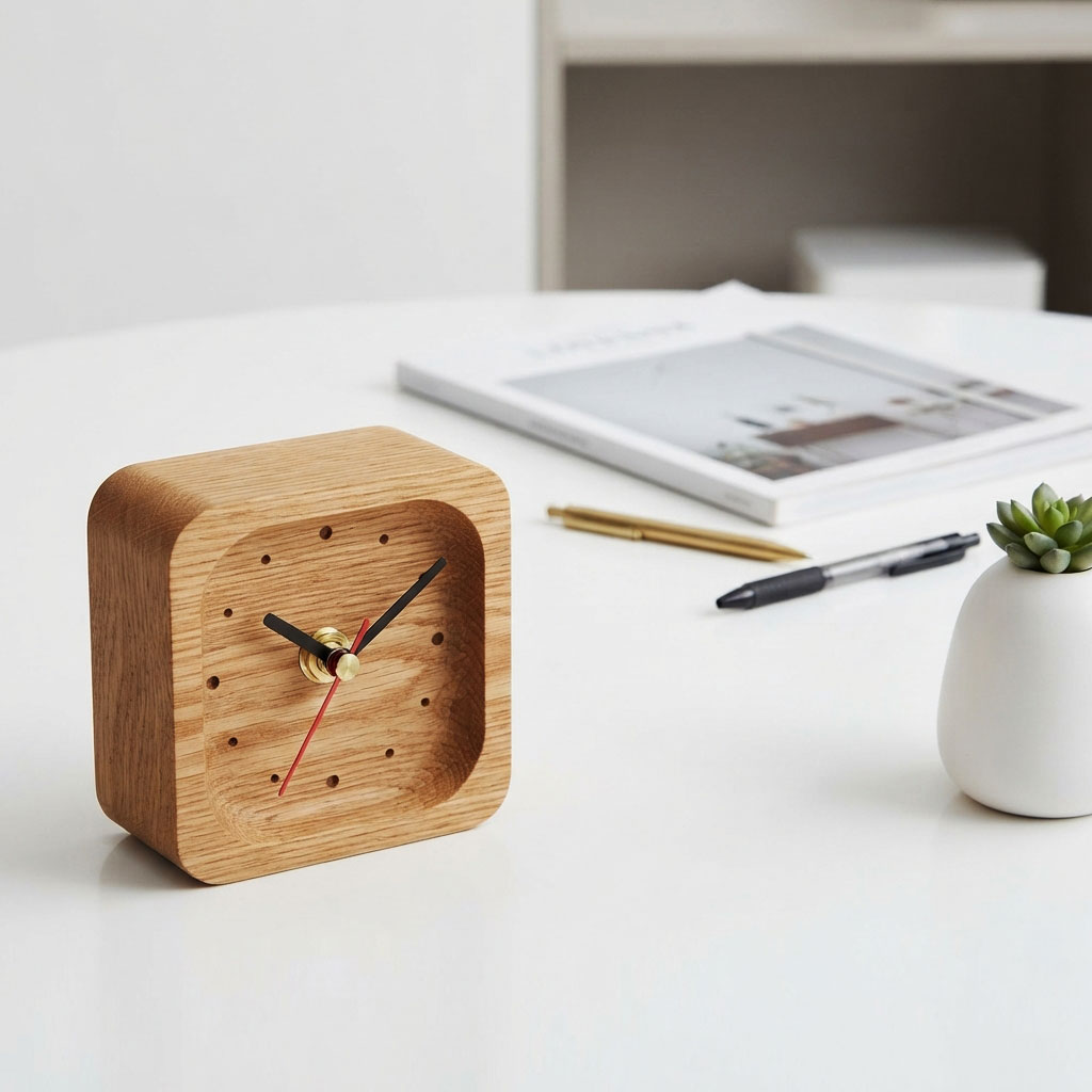 ساعت رومیزی چوبی تبلیغاتی مربع کد HC-102 - تصویر 2