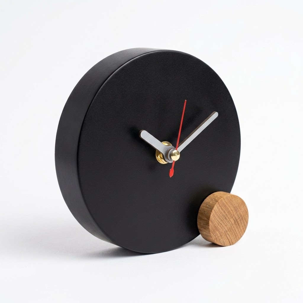 ساعت رومیزی فلزی با پایه چوبی تبلیغاتی دایره کد HC-100 - تصویر 1