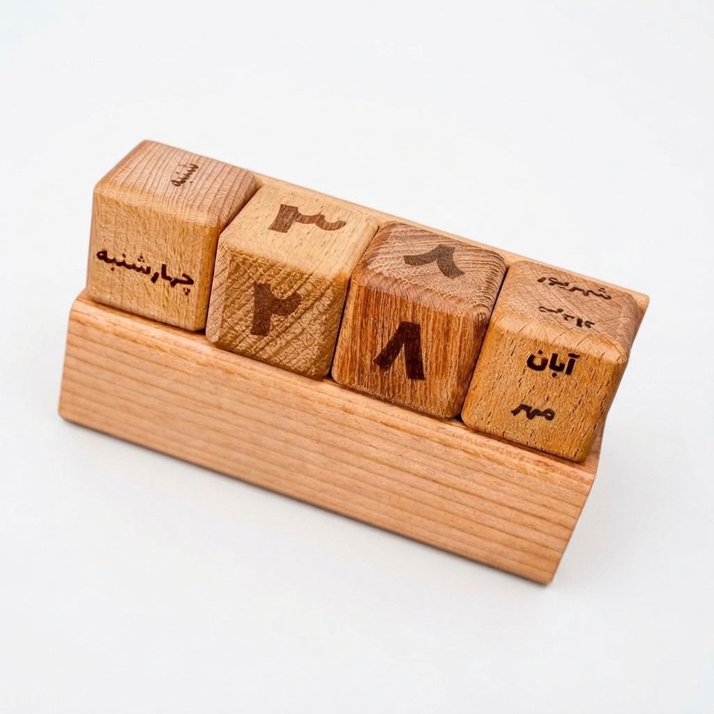 تقویم رومیزی تبلیغاتی چوبی مکعبی کد HC-116 - تصویر 2