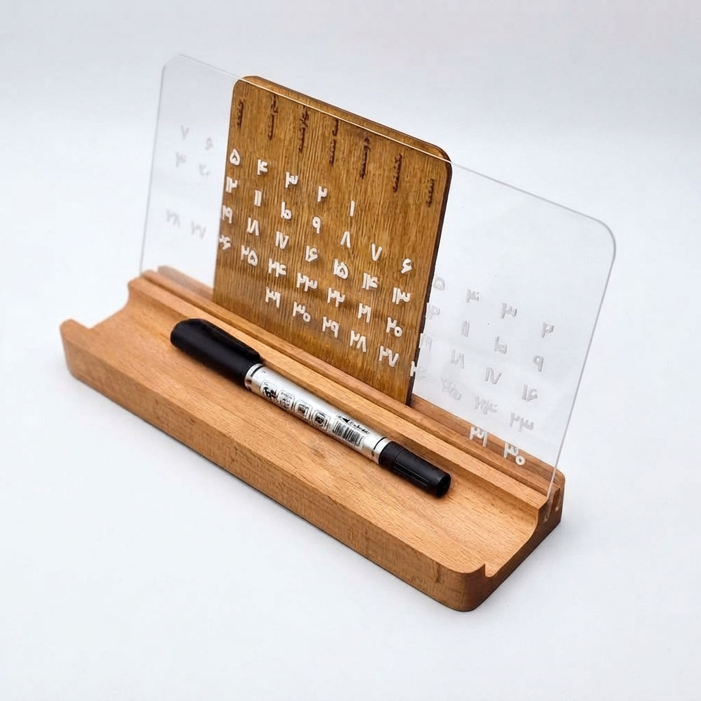 تقویم و جاقلمی رومیزی تبلیغاتی چوب و پلکسی کد HC-117 - تصویر 1