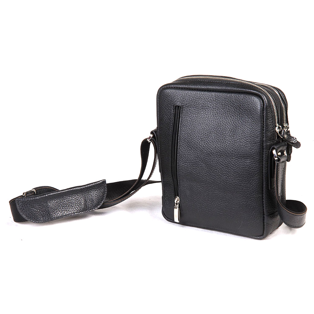 کیف دوشی مردانه چرم طبیعی مشکی کد KD-103 - تصویر 2