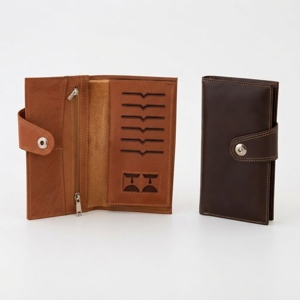 کیف پول دسته چک چرم طبیعی کد KP-103 - تصویر 2