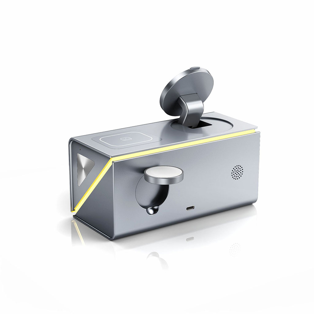 شارژر 3 کاره و ساعت دیجیتالی رومیزی مغناطیسی کد GA-118 - تصویر 4