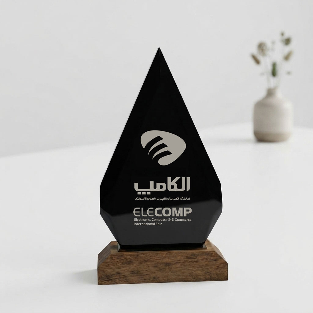 تندیس کریستالی پایه چوبی سرو کد TK-101 - تصویر 1
